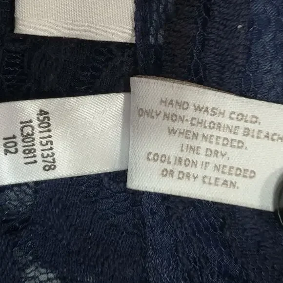 Chicos Navy Lace Moto Jacket Blue Sheer Zip Front Cuffs Long Sleeve Feminine - Picture 5 of 10